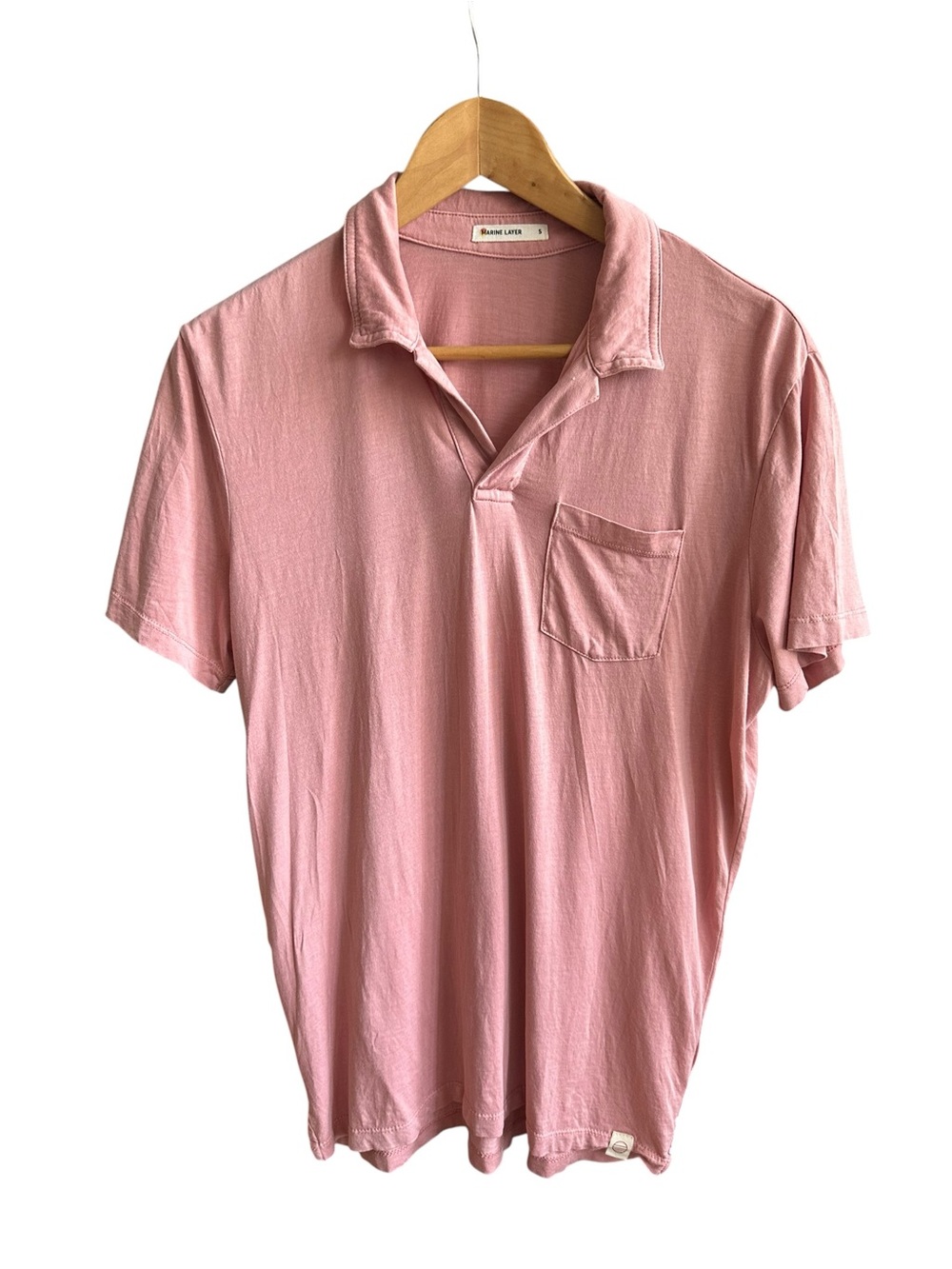 Marine Layer Men’s S Garment Dye Resort Polo Roxette Pink Johnny Collar